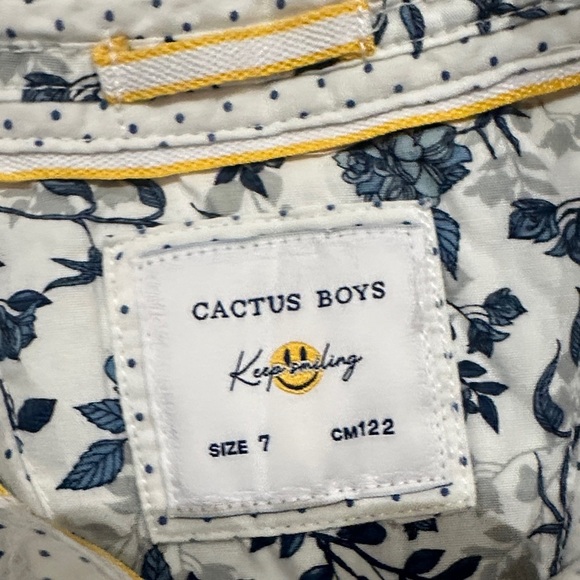 Boy's White and Blue Polka Dot Blouse - Picture 7 of 9